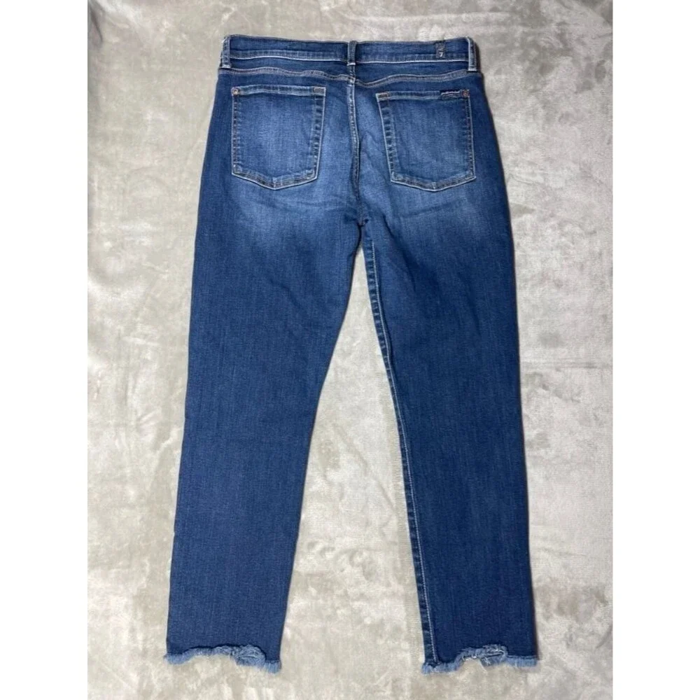 7 For All Mankind Roxanne Ankle Jean Women Size 32 Bair Crop Slim Denim - Picture 12 of 15